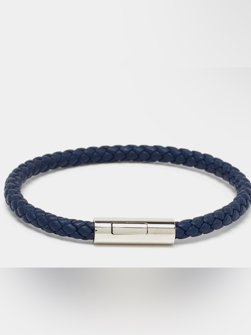 HERMES horse braided lock it bracelet in navy